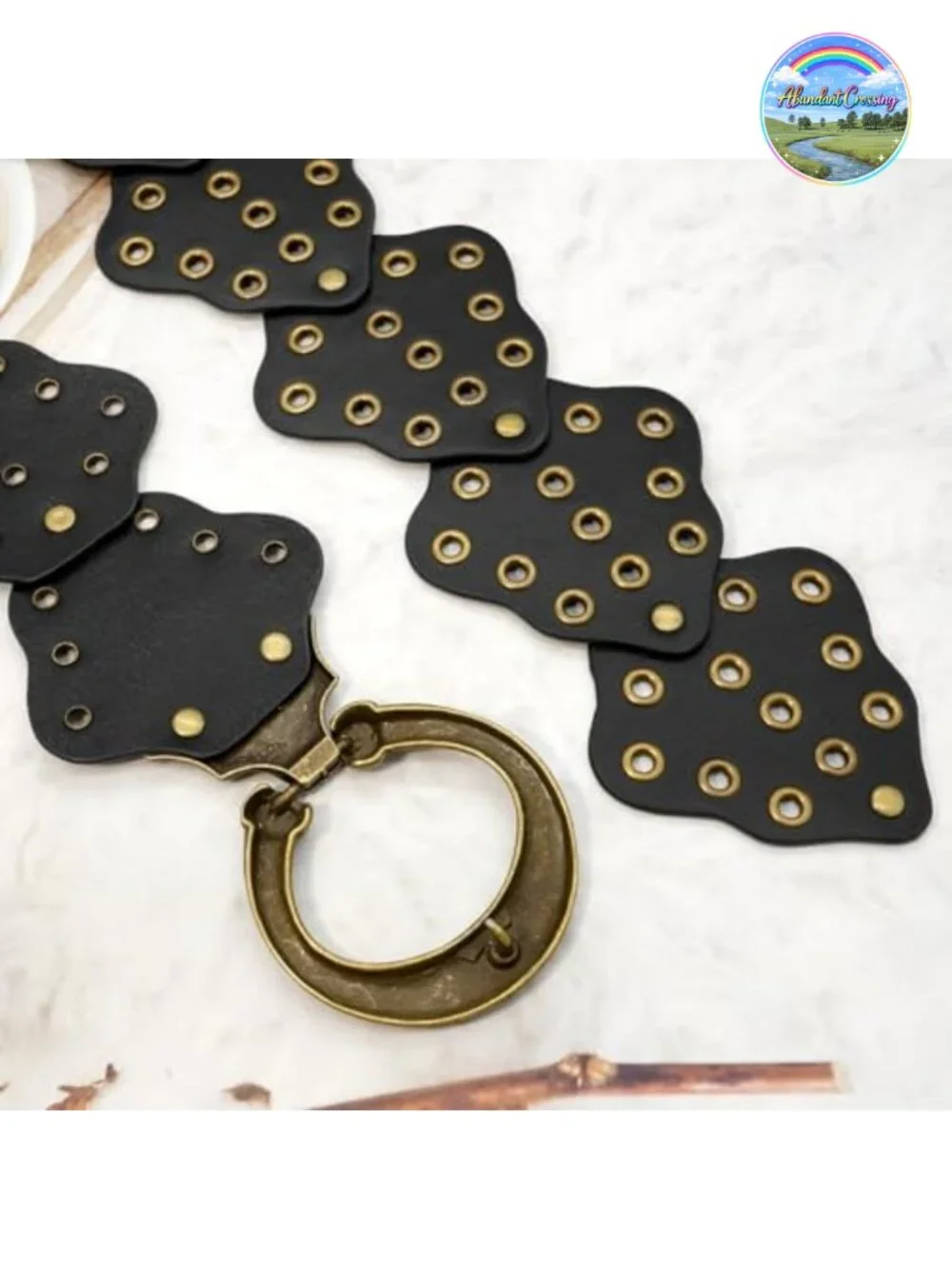 Wide Disc Belt Women Vintage Hollow Boho PU Leather Adjustable Waist Chain